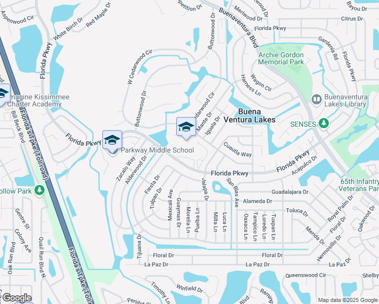 map of restaurants, bars, coffee shops, grocery stores, and more near 810 Florida Parkway in Kissimmee