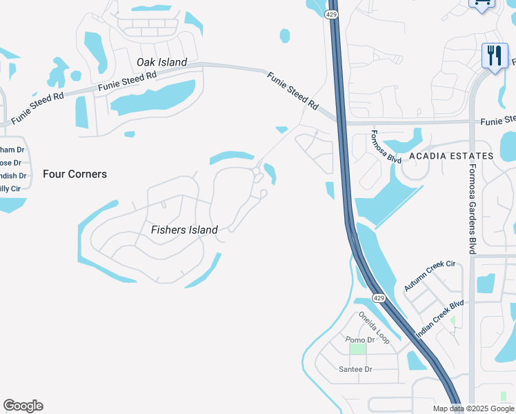 map of restaurants, bars, coffee shops, grocery stores, and more near 2739 Sun Key Place in Kissimmee