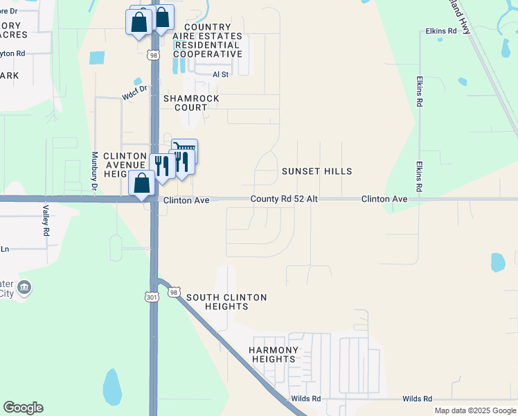 map of restaurants, bars, coffee shops, grocery stores, and more near 38350 Clinton Avenue in Dade City