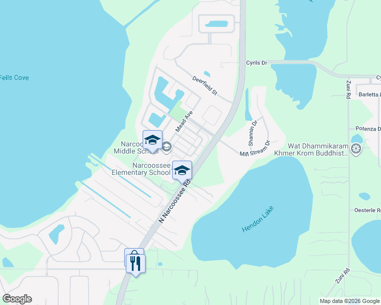 map of restaurants, bars, coffee shops, grocery stores, and more near 5068 Caspian Street in St. Cloud