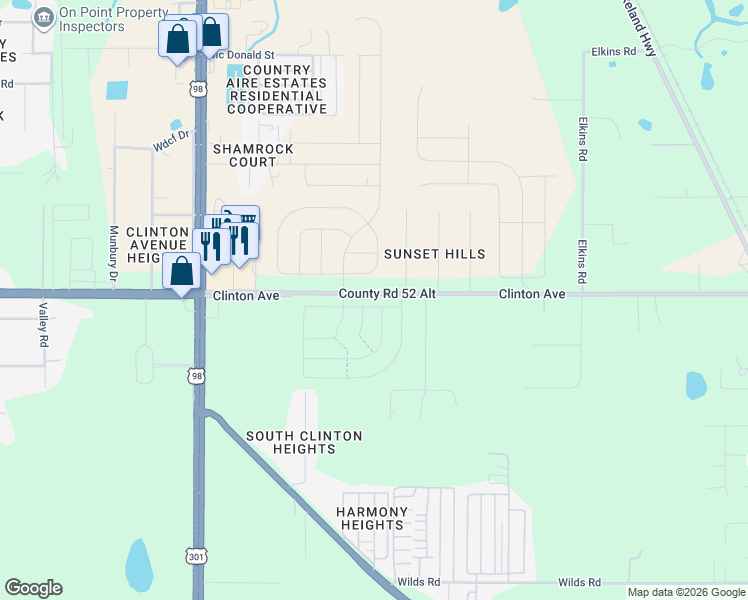 map of restaurants, bars, coffee shops, grocery stores, and more near 38457 Honey Suckle Drive in Dade
