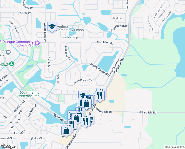map of restaurants, bars, coffee shops, grocery stores, and more near 2715 Ashley Court in Kissimmee