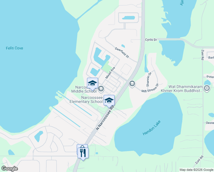 map of restaurants, bars, coffee shops, grocery stores, and more near 2671 Mead Avenue in St. Cloud
