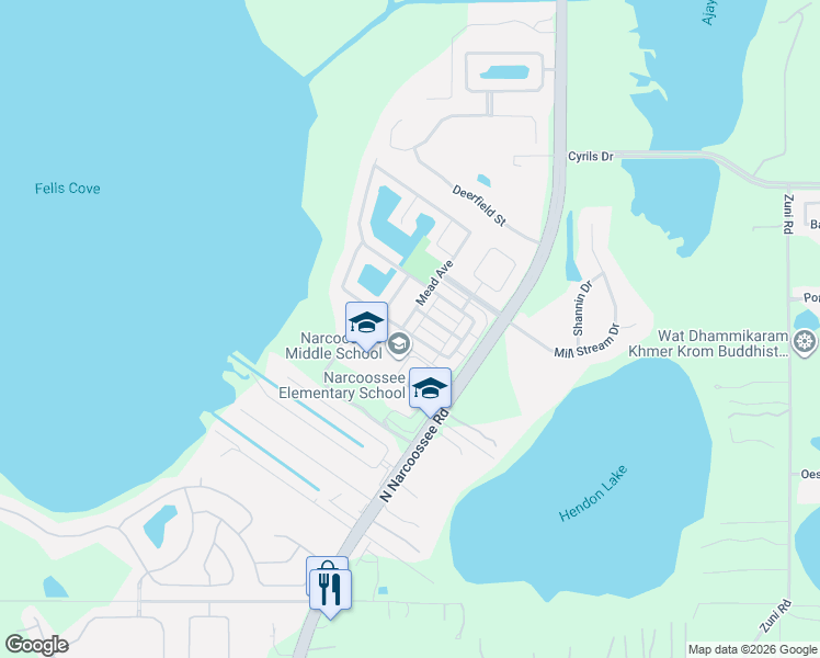 map of restaurants, bars, coffee shops, grocery stores, and more near 2671 Mead Avenue in St. Cloud