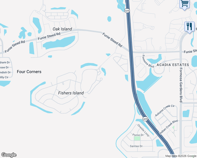 map of restaurants, bars, coffee shops, grocery stores, and more near 2768 Sun Key Place in Kissimmee