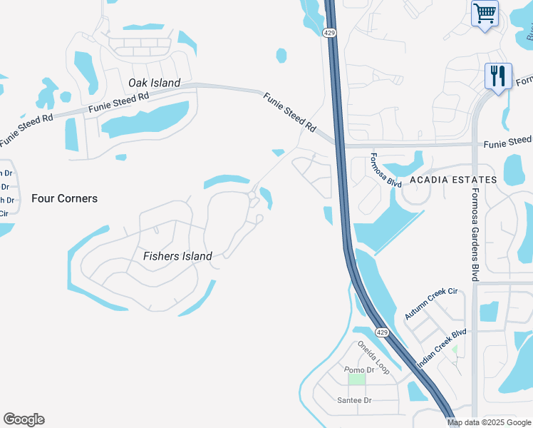 map of restaurants, bars, coffee shops, grocery stores, and more near 2785 Sun Key Place in Kissimmee