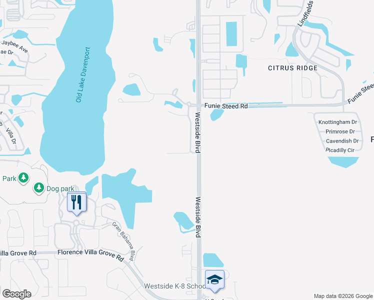 map of restaurants, bars, coffee shops, grocery stores, and more near 2798 Rocella Court in Kissimmee