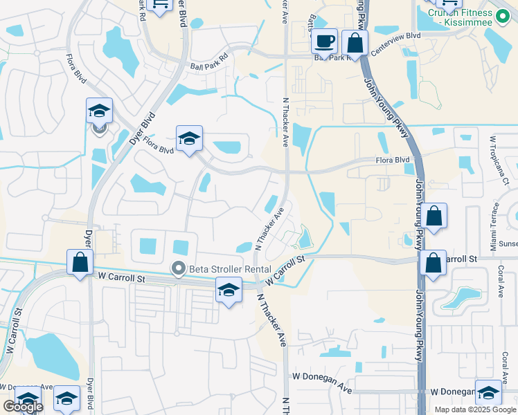 map of restaurants, bars, coffee shops, grocery stores, and more near 2859 Eastham Lane in Kissimmee