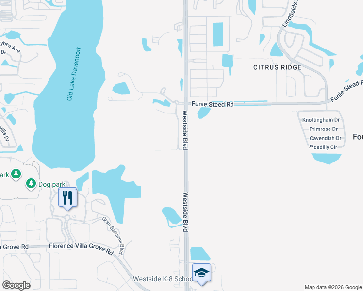 map of restaurants, bars, coffee shops, grocery stores, and more near 2798 Rocella Court in Kissimmee