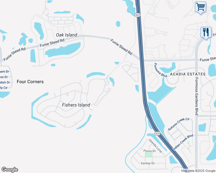 map of restaurants, bars, coffee shops, grocery stores, and more near 2774 Sun Key Place in Kissimmee