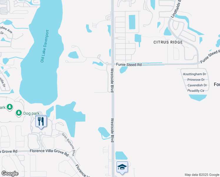map of restaurants, bars, coffee shops, grocery stores, and more near 2805 Rocella Court in Kissimmee