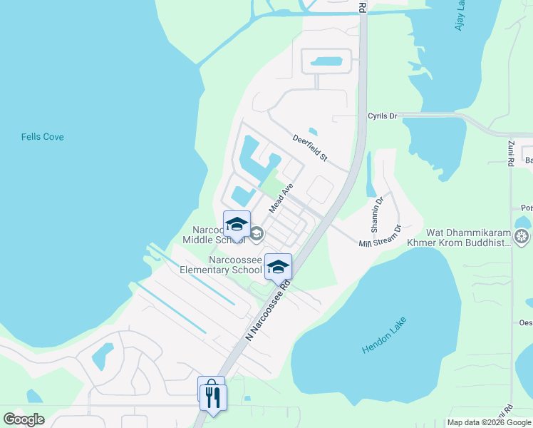 map of restaurants, bars, coffee shops, grocery stores, and more near 2680 Mead Avenue in St. Cloud