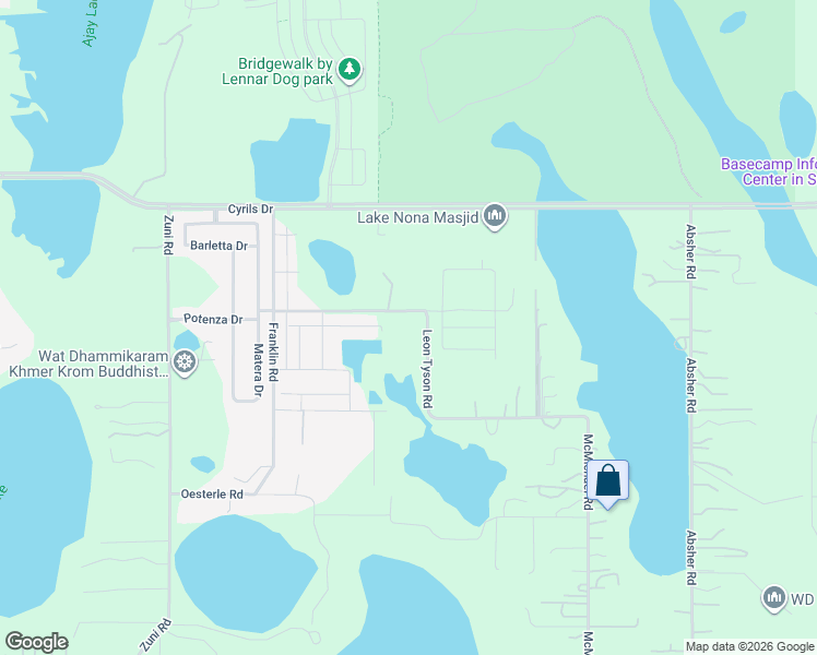 map of restaurants, bars, coffee shops, grocery stores, and more near 5760 Leon Tyson Road in St. Cloud