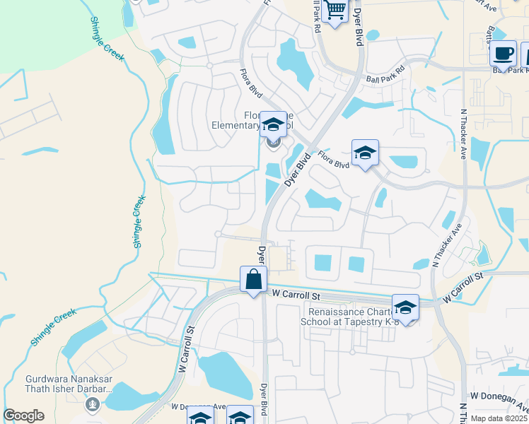 map of restaurants, bars, coffee shops, grocery stores, and more near 2900 Dyer Boulevard in Kissimmee