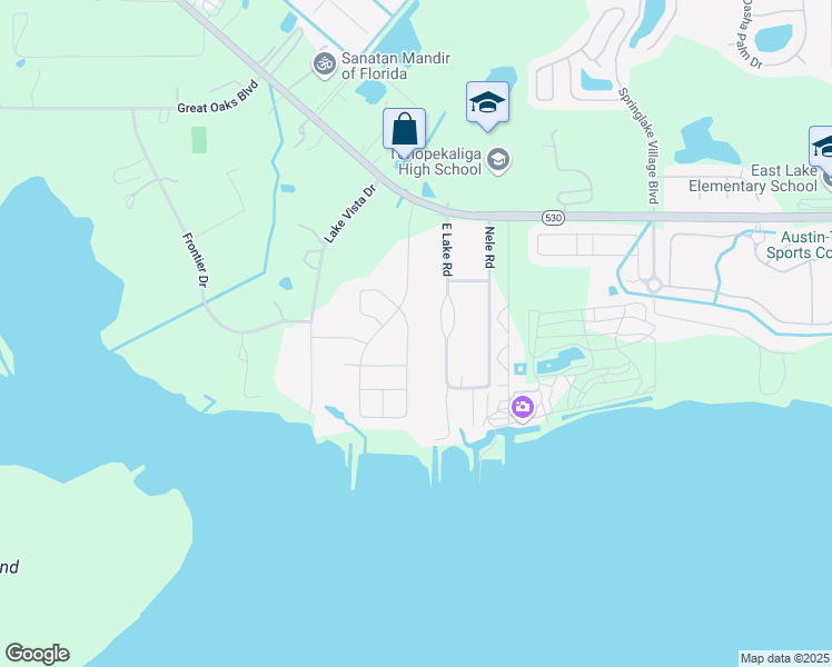 map of restaurants, bars, coffee shops, grocery stores, and more near 2776 East Lake Road in Kissimmee