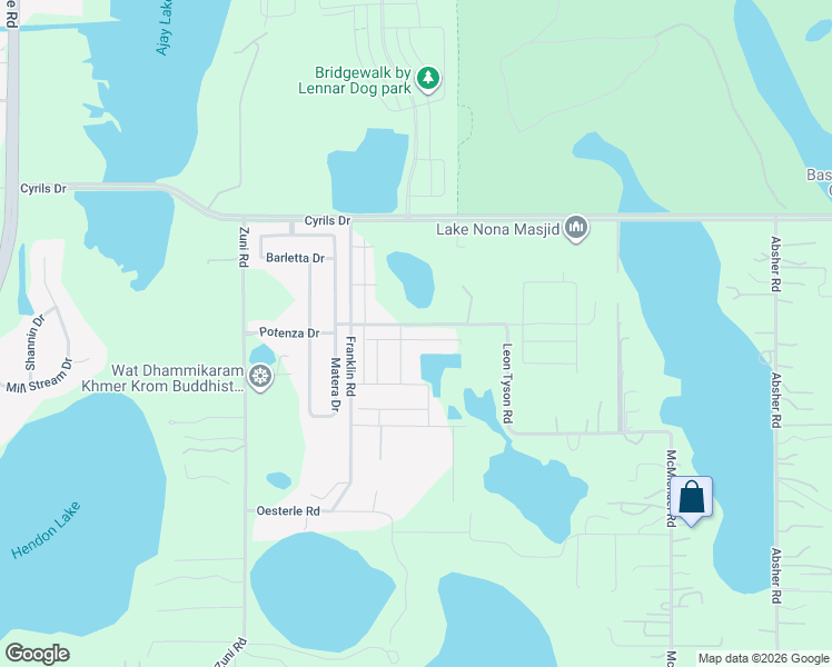 map of restaurants, bars, coffee shops, grocery stores, and more near 5676 Leon Tyson Road in St. Cloud