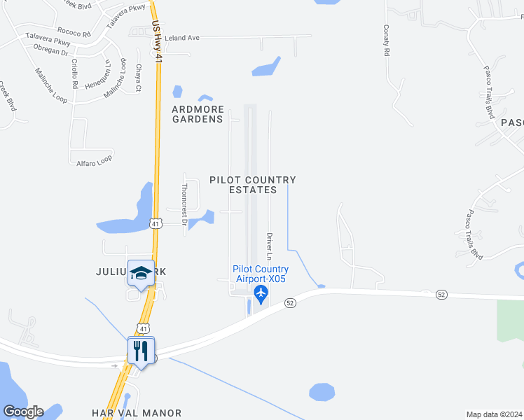 map of restaurants, bars, coffee shops, grocery stores, and more near 11831 Driver Lane in Spring Hill