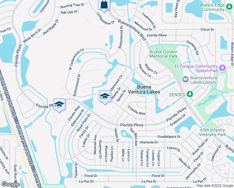map of restaurants, bars, coffee shops, grocery stores, and more near 209 East Cedarwood Circle in Kissimmee