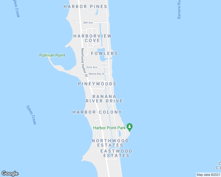 map of restaurants, bars, coffee shops, grocery stores, and more near 1557 South Banana River Drive in Merritt Island