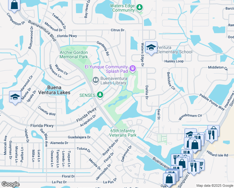 map of restaurants, bars, coffee shops, grocery stores, and more near 337 Florida Parkway in Kissimmee