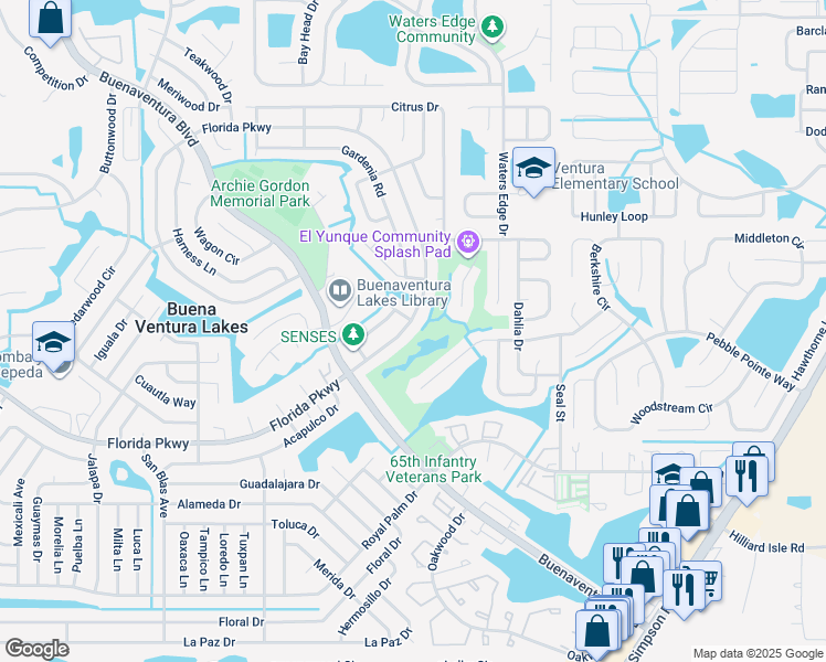 map of restaurants, bars, coffee shops, grocery stores, and more near 337 Florida Parkway in Kissimmee