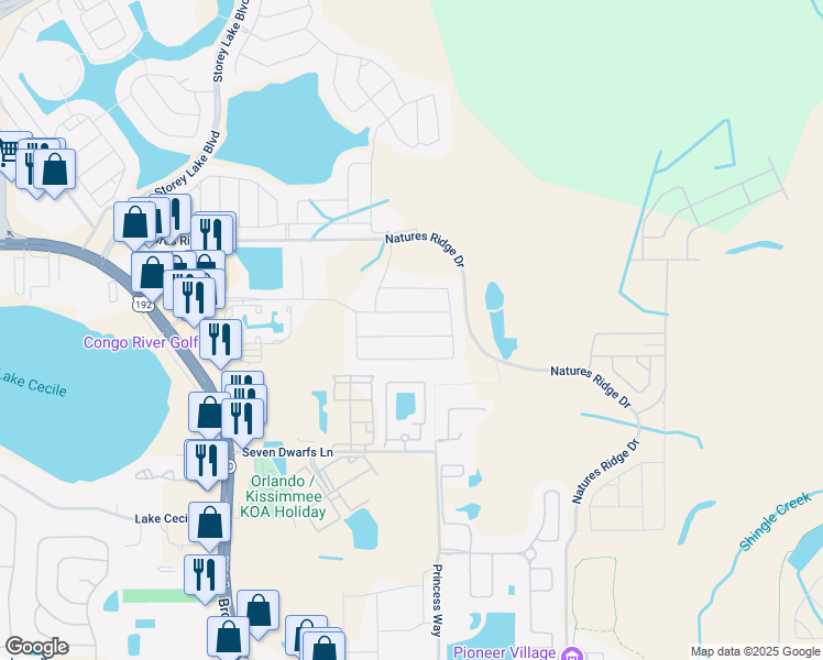 map of restaurants, bars, coffee shops, grocery stores, and more near 4537 Target boulevard in Kissimmee