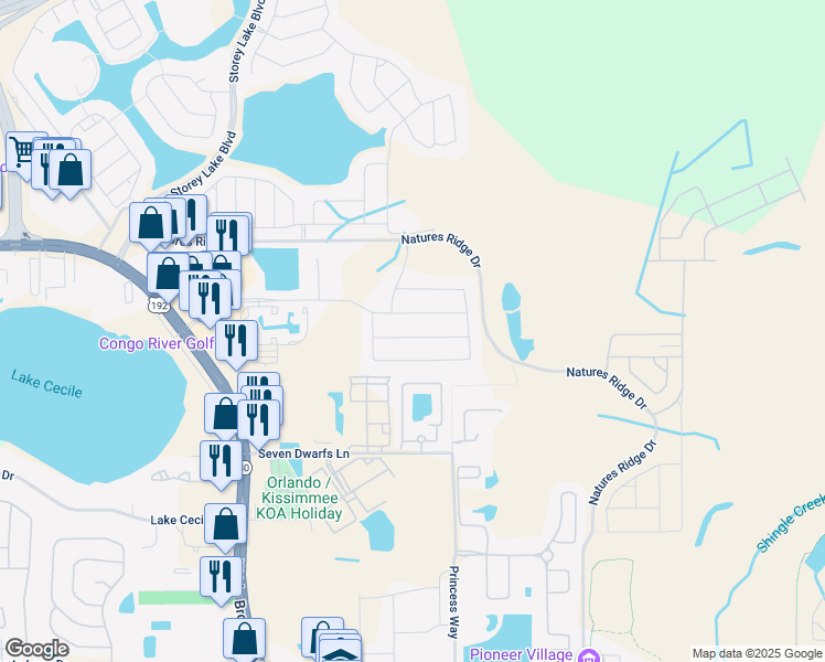map of restaurants, bars, coffee shops, grocery stores, and more near 4537 Target boulevard in Kissimmee