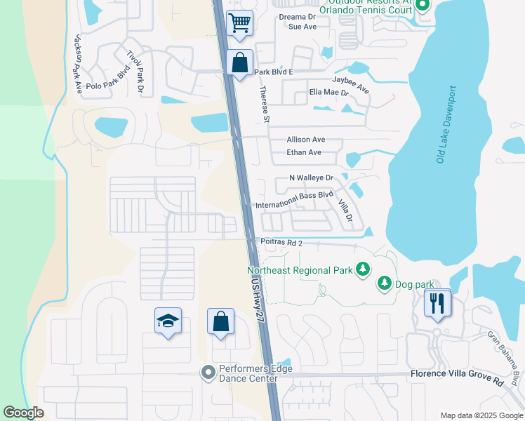 map of restaurants, bars, coffee shops, grocery stores, and more near 222 Sunfish Court in Davenport