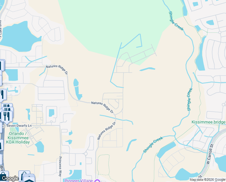 map of restaurants, bars, coffee shops, grocery stores, and more near 2925 Simile Street in Kissimmee