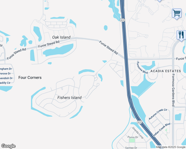 map of restaurants, bars, coffee shops, grocery stores, and more near 8401 Secret Key Cove in Kissimmee