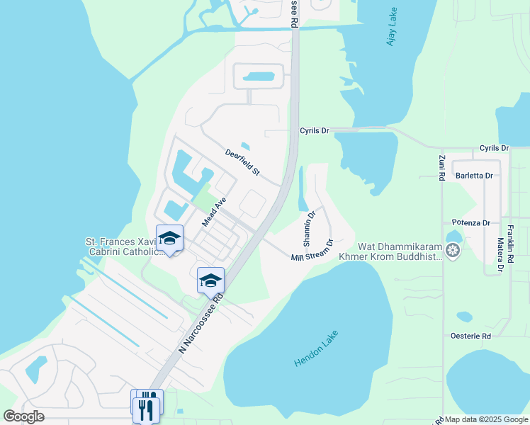 map of restaurants, bars, coffee shops, grocery stores, and more near 5307 Brydon Woods Circle in St. Cloud