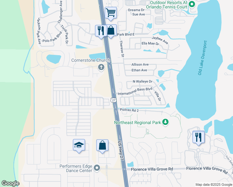 map of restaurants, bars, coffee shops, grocery stores, and more near 222 Sunfish Court in Davenport
