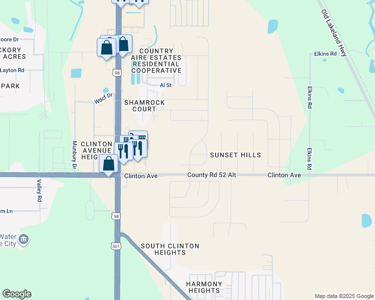 map of restaurants, bars, coffee shops, grocery stores, and more near 38427 Garron Place in Dade City