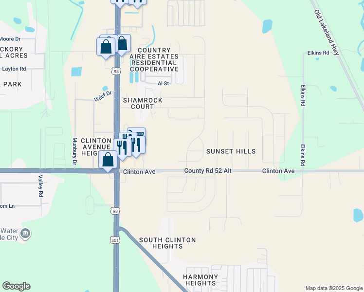 map of restaurants, bars, coffee shops, grocery stores, and more near 38427 Garron Place in Dade City