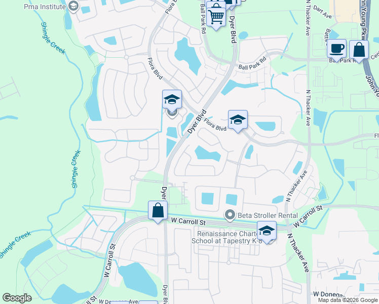 map of restaurants, bars, coffee shops, grocery stores, and more near 2996 Conner Lane in Kissimmee