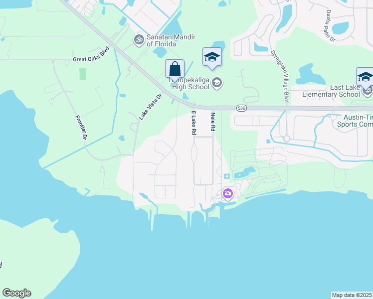 map of restaurants, bars, coffee shops, grocery stores, and more near 2816 East Lake Road in Kissimmee
