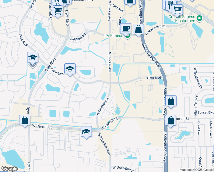 map of restaurants, bars, coffee shops, grocery stores, and more near 2111 Falmouth Court in Kissimmee