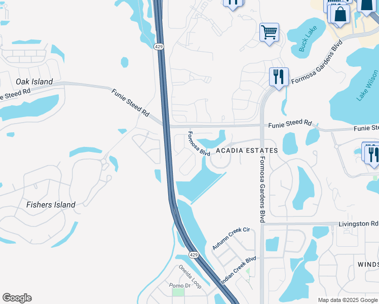 map of restaurants, bars, coffee shops, grocery stores, and more near 2929 Blooming Alamanda Loop in Kissimmee