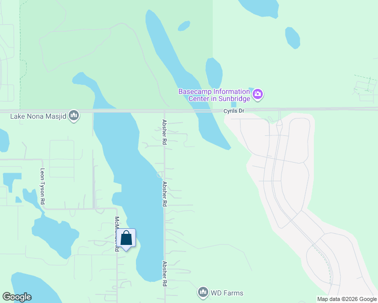 map of restaurants, bars, coffee shops, grocery stores, and more near 2801 Absher Road in St. Cloud