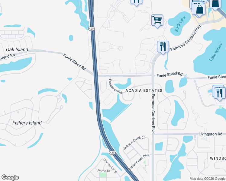 map of restaurants, bars, coffee shops, grocery stores, and more near 2929 Blooming Alamanda Loop in Kissimmee