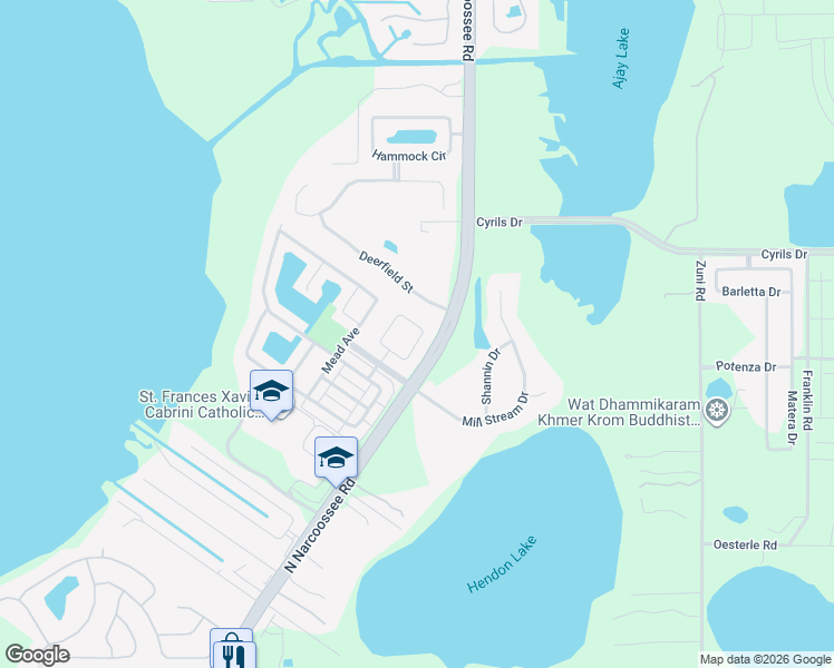 map of restaurants, bars, coffee shops, grocery stores, and more near 5307 Brydon Woods Circle in St. Cloud