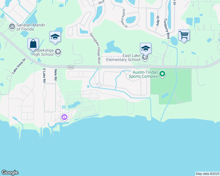 map of restaurants, bars, coffee shops, grocery stores, and more near 3810 Shoreview Drive in Kissimmee