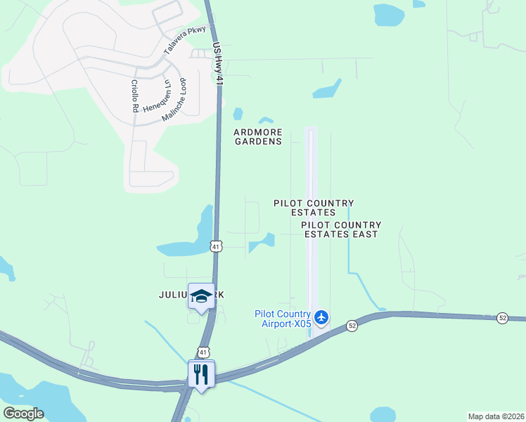 map of restaurants, bars, coffee shops, grocery stores, and more near 11815 Pilot Country Drive in Spring Hill