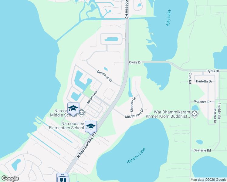 map of restaurants, bars, coffee shops, grocery stores, and more near 5283 Brydon Woods Circle in Osceola County