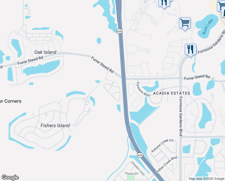 map of restaurants, bars, coffee shops, grocery stores, and more near 8515 Crystal Cove Loop in Kissimmee