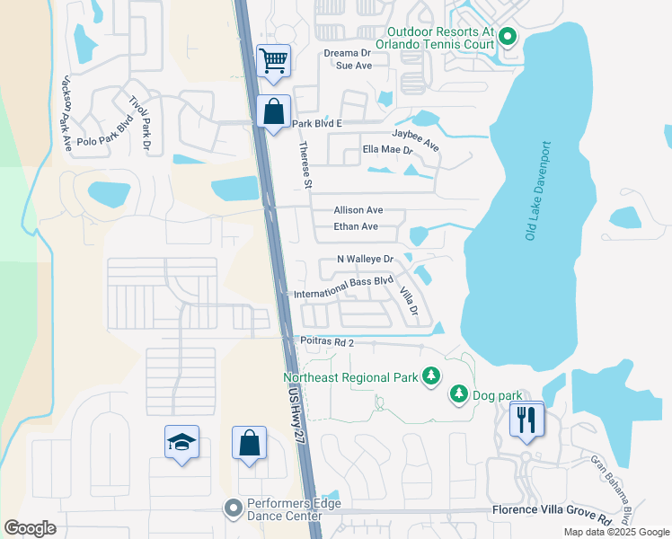 map of restaurants, bars, coffee shops, grocery stores, and more near 184 Wellesly Drive in Davenport