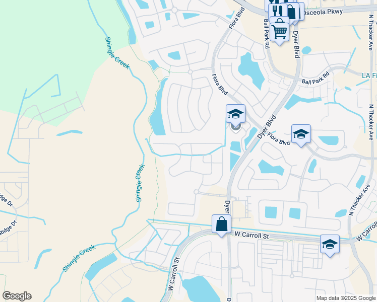 map of restaurants, bars, coffee shops, grocery stores, and more near 2804 Monticello Way in Kissimmee