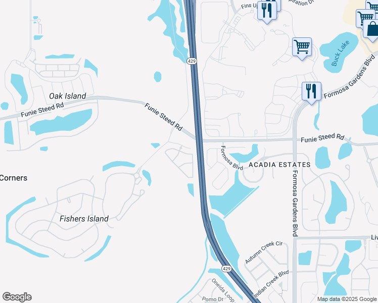 map of restaurants, bars, coffee shops, grocery stores, and more near 8555 Crystal Cove Loop in Kissimmee