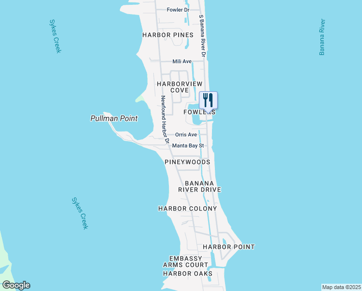 map of restaurants, bars, coffee shops, grocery stores, and more near 1824 Manta Bay Street in Merritt Island