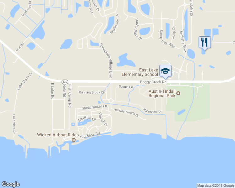 map of restaurants, bars, coffee shops, grocery stores, and more near 2807 Scenic Lane in Kissimmee